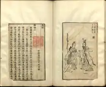 Qu Yuan interrogeant un pêcheur. Édition de 1645 du Li sao illustrée par Xiao Yuncong (gravures de Tang Yongxian).