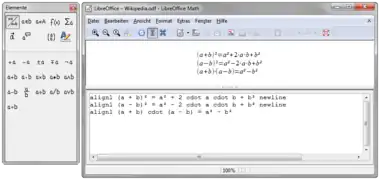 Un exemple sur LibreOffice Math.