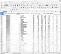 Document .xls provenant de data.gouv.fr avec Calc dans Gnome Shell.