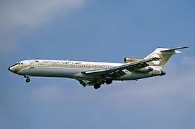 5A-DIA, le Boeing 727-2L5L'avion était un Boeing 727-200; Boeing attribue un code unique pour chaque compagnie qui achète un de ses avions, qui est appliqué comme suffixe au numéro de modèle au moment où l'avion est construit, donc « 727-2L5 » pour un Boeing 727 construit pour Libyan Arab Airlines. qui s'est écrasé