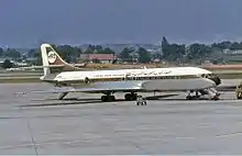 Caravelle de Libyan Arab Airlines à l'aéroport international de Genève (1971).