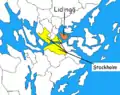 Carte sommaire où sont placés Lidingö et Stockholm