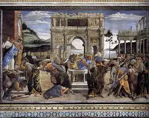 Les Épreuves de Moïse, 1482Botticelli, chapelle Sixtine