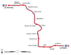 Plan des stations de la ligne A.