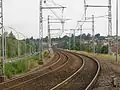 La ligne entre les gares d'Essonne-Robinson et de Villabé.