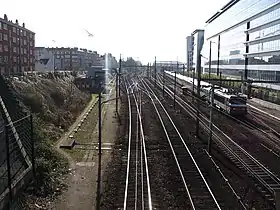 La ligne Paris-Le Havre vue du pont de Charlebourg en 2009.