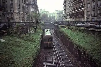 Tranchée ferroviaire en 1984, entre les deux boulevards.