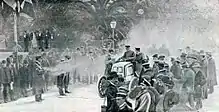 Ligne de départ de Nice-Marseille 1900 en mars, devant le Cercle de la Méditerranée : Emil Jellinek sur Mercedes ici en lice.