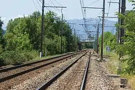 La ligne de la Maurienne au point de bifurcation avec la ligne de la Tarentaise.