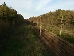 La ligne des Aubrais - Orléans à Montauban-Ville-Bourbon en 2015.