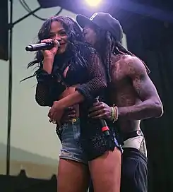 Christina Milian et son ex-compagnon le rappeur Lil Wayne en 2014. Festival de musique, New York.