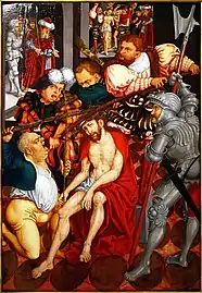 La Dérision du Christ (milieu du XVIe siècle), école de Lucas Cranach l'Ancien.