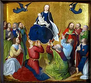 La Vierge en gloire au milieu des Apôtres (vers 1470), Maître de la Passion de Lyversberg.