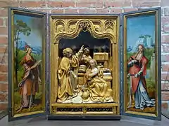 Retable de l'Annonciation, sainte Catherine et sainte Barbe (début du XVIe siècle), Anvers.