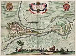 Carte de la ville de Limbourg-sur-Vesdre au XVIe siècle.
