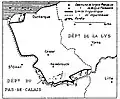 La limite linguistique français/flamand à l'époque du premier Empire (1804-1815).