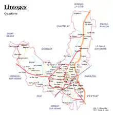 plan de la commune de Limoges