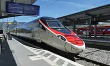 ETR 610 au départ en gare de Lindau-Reutin pour assurer un service EuroCity Express à destination de la gare centrale de Munich.