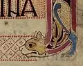 Décors en forme de chat tirés des évangiles de Lindisfarne, f.139r.