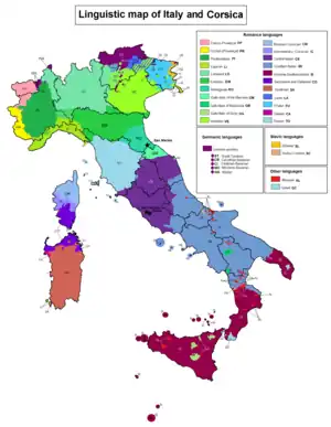 Langues et îles linguistiques d'Italie et de Corse