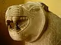Détail d'une statue de lion gardienne d'entrée, Zincirli, Xe et VIIIe siècles av. J.-C. Musée des civilisations anatoliennes d'Ankara.