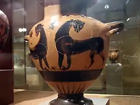 Lion, sur un vase à figures noires.
