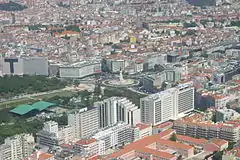 Vue de la Place du Marquis de Pombal et du Parc Eduardo VII.