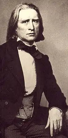 Détail d'une photographie de Franz Liszt par Franz Hanfstaengl (1858).