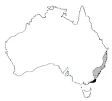 Plan de l’Australie avec un zone grisée au sud-est.