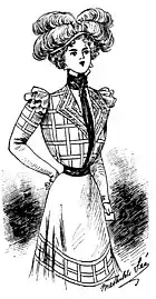 Dessin (1898) d'une robe avec chemisier et cravate.