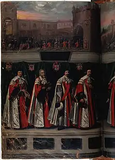 Les capitouls de l'année 1631-1632 (partie gauche) et l'entrée du roi Louis XIII, par Jean Chalette.