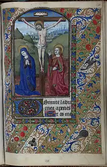 La Vierge triste et saint Jean au pied de la croix.