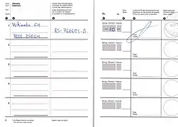 Page intérieure du livret de récépissés de la Poste suisse, avec un paiement indiqué