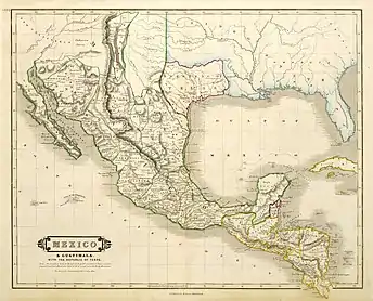 Plan Mexico & Guatimala gravé en 1836 par Lizars