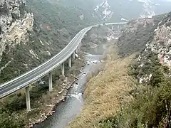 Le fleuve Llobregat, et importante voie de communication, route C55 à Olesa de Montserrat.