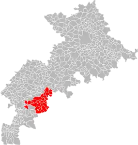 Localisation des communes adhérentes au SIVOM à sa dissolution en 2014.