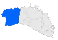 Localisation de Ciutadella de Menorcadans l'île de Minorque.