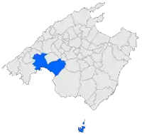 Localisation de Cabrera et de Palma dans l'île de Majorque.