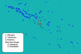 Les Îles Deux Groupes forment la partie sud-est des cinq atolls composant la commune de Hikueru, dans les Tuamotu.