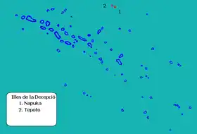 Les Îles du Désappointement au nord-est des îles Tuamotu.