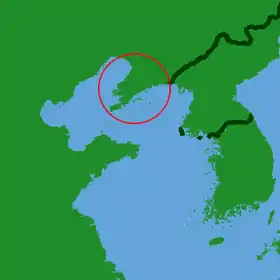 Carte de localisation de la péninsule du Liaodong.