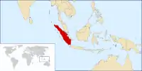 Carte de Sumatra, avec la Péninsule Malaise, la Thaïlande, le Sud de la Birmanie et l'île de Java