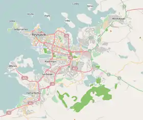 Carte de l'agglomération de Reykjavik avec l'Álftanes à l'ouest.