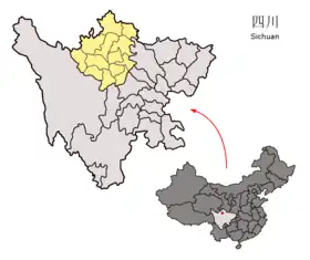 Localisation de Préfecture autonome tibétaine et qiang d'Aba