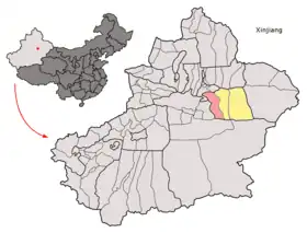 Localisation de Toksun Nahiyisi Tuōkèxùn Xiàn