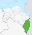 La région de la Westerwolde (en vert) telle qu'elle est définie au XIXe siècle.