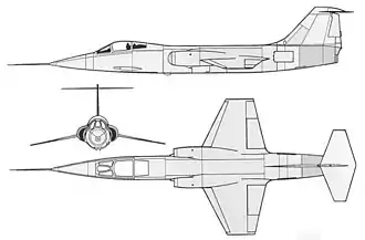 Plan trois-vues du XF-104.