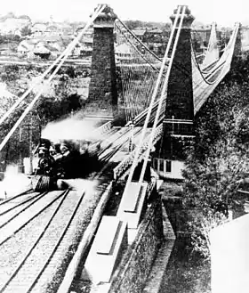 Locomotive sur le pont, en 1860.