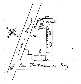Plan de situation de la manufacture Locré rue de la Fontaine-au-Roy