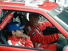 Loeb et Elena au Rallye de Finlande 2001
